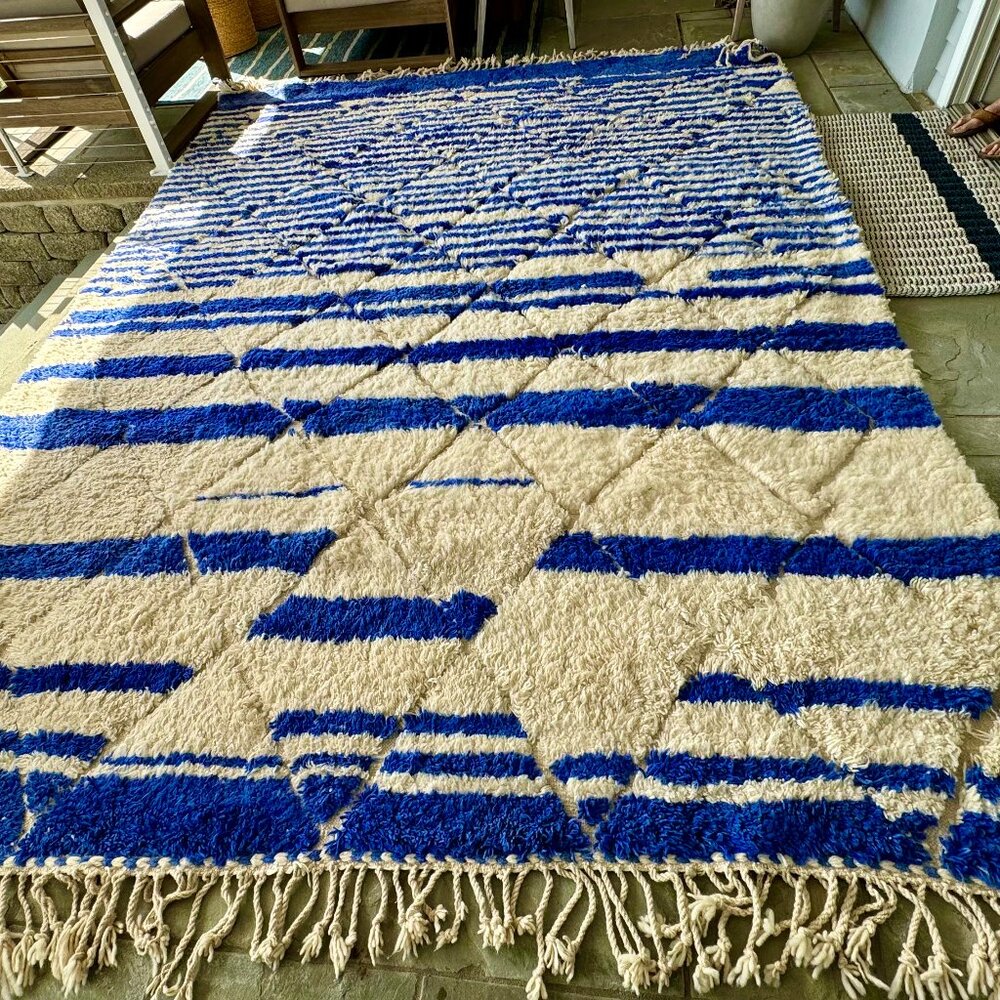 Moroccan hand knotted  Beni Ourain Rug with Tassles